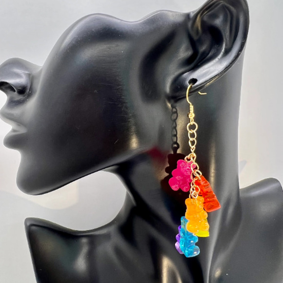 Gummy Bear Earrings - Chandelier Dangle Earrings - Y2K Kidcore Earrings - Picture 6 of 7